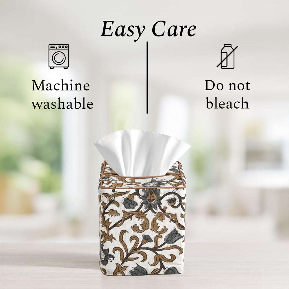 Cotton Tissue Box Cover - Autumn Vine