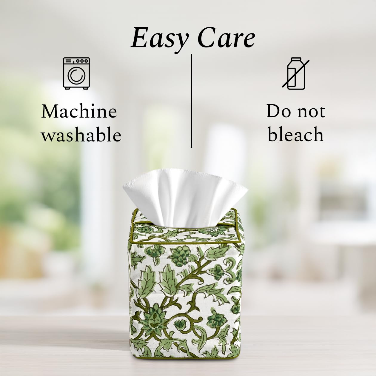Cotton Tissue Box Cover - Meadow Vine
