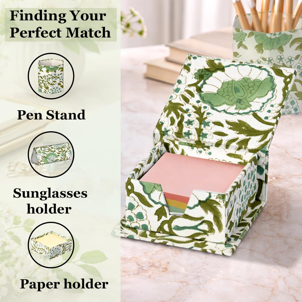 Desk Organizer Sticky Note Holder - Agate Green