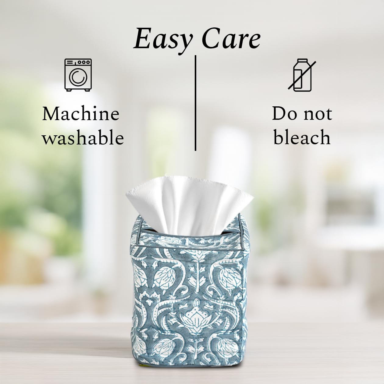 Cotton Tissue Box Cover - Azure Regal