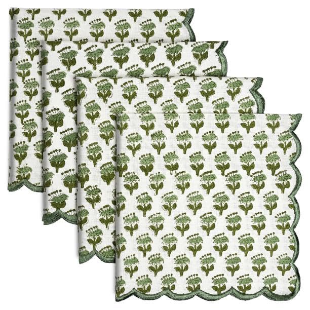 Cotton Embroidery Napkins - Emerald Green