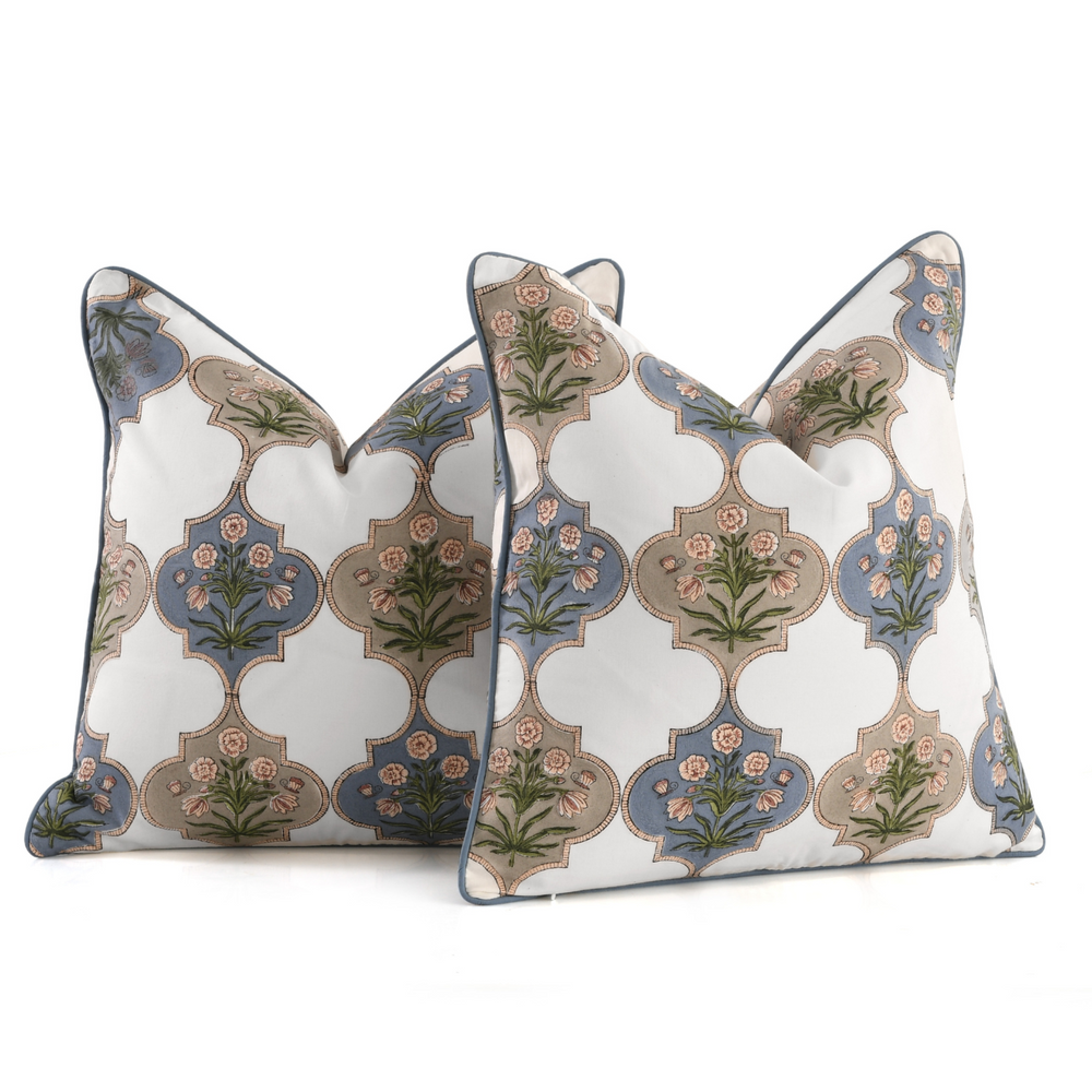 Piping Throw Pillow Covers - Tanzanite Blue (Set of 2)
