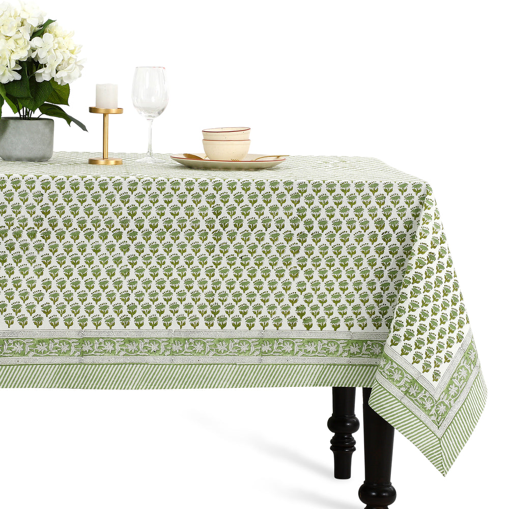 floral green 100% cotton breathable tablecloth