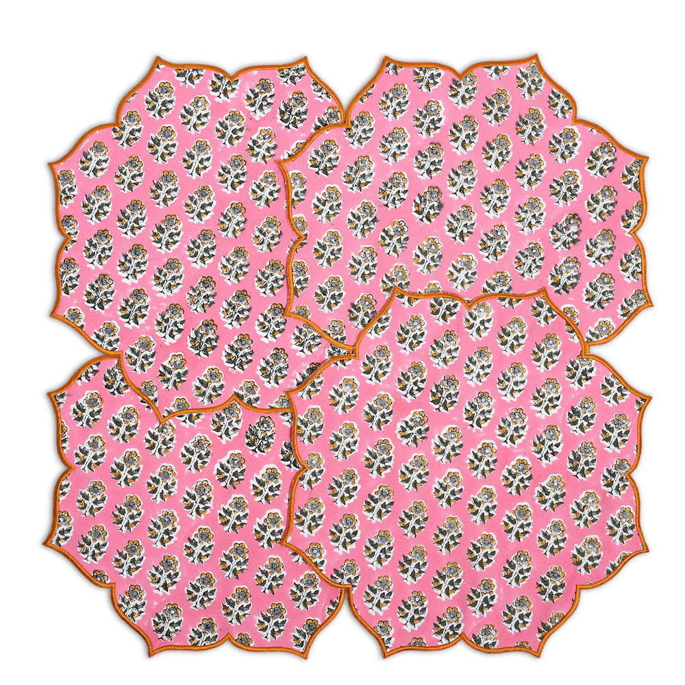 Light pink floral embroidered placemat with soft cotton texture