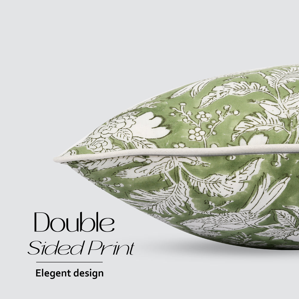 Piping Throw Pillow Covers - Olive Green