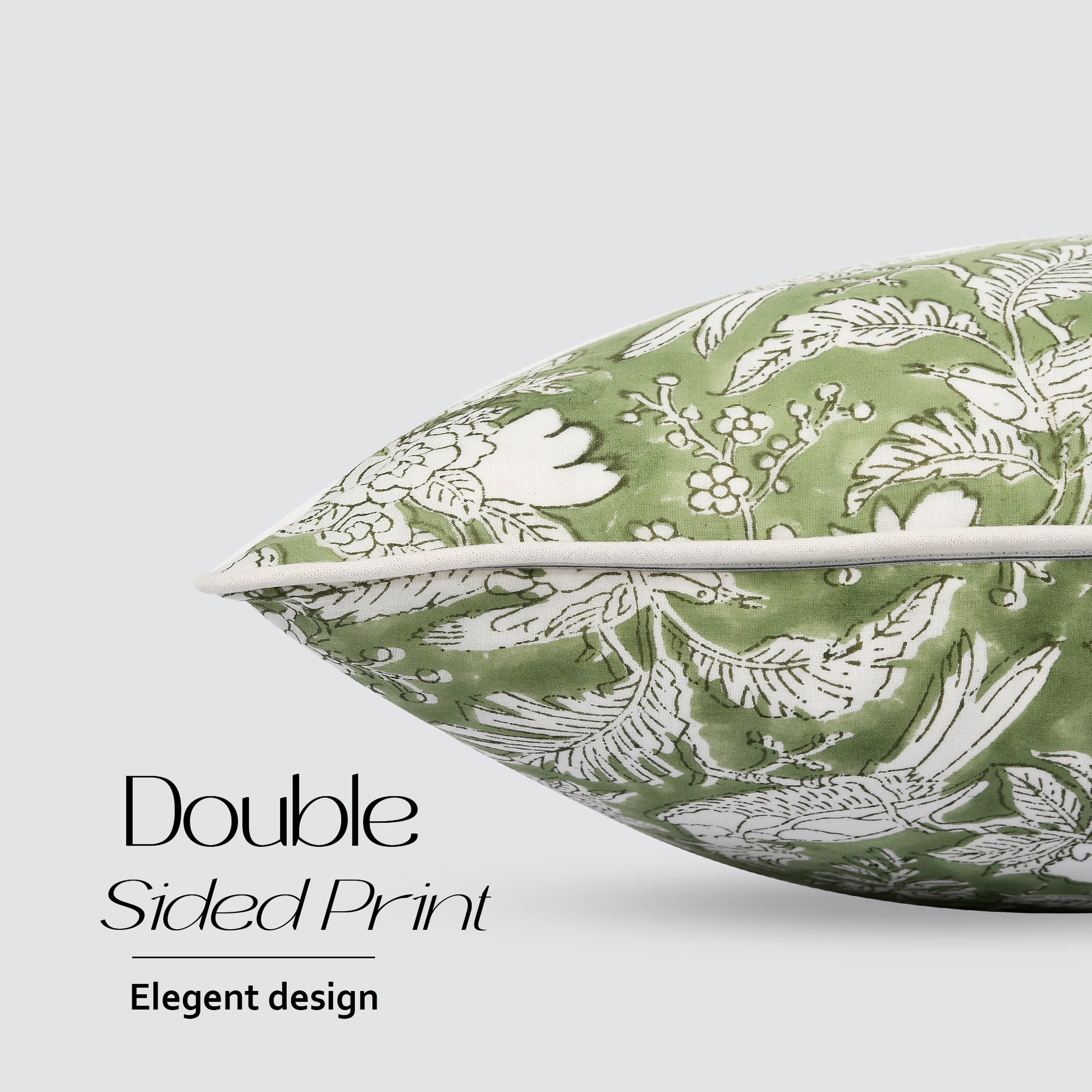 Piping Throw Pillow Covers - Olive Green