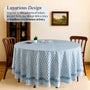 blue floral 100% cotton breathable tablecloth on round table