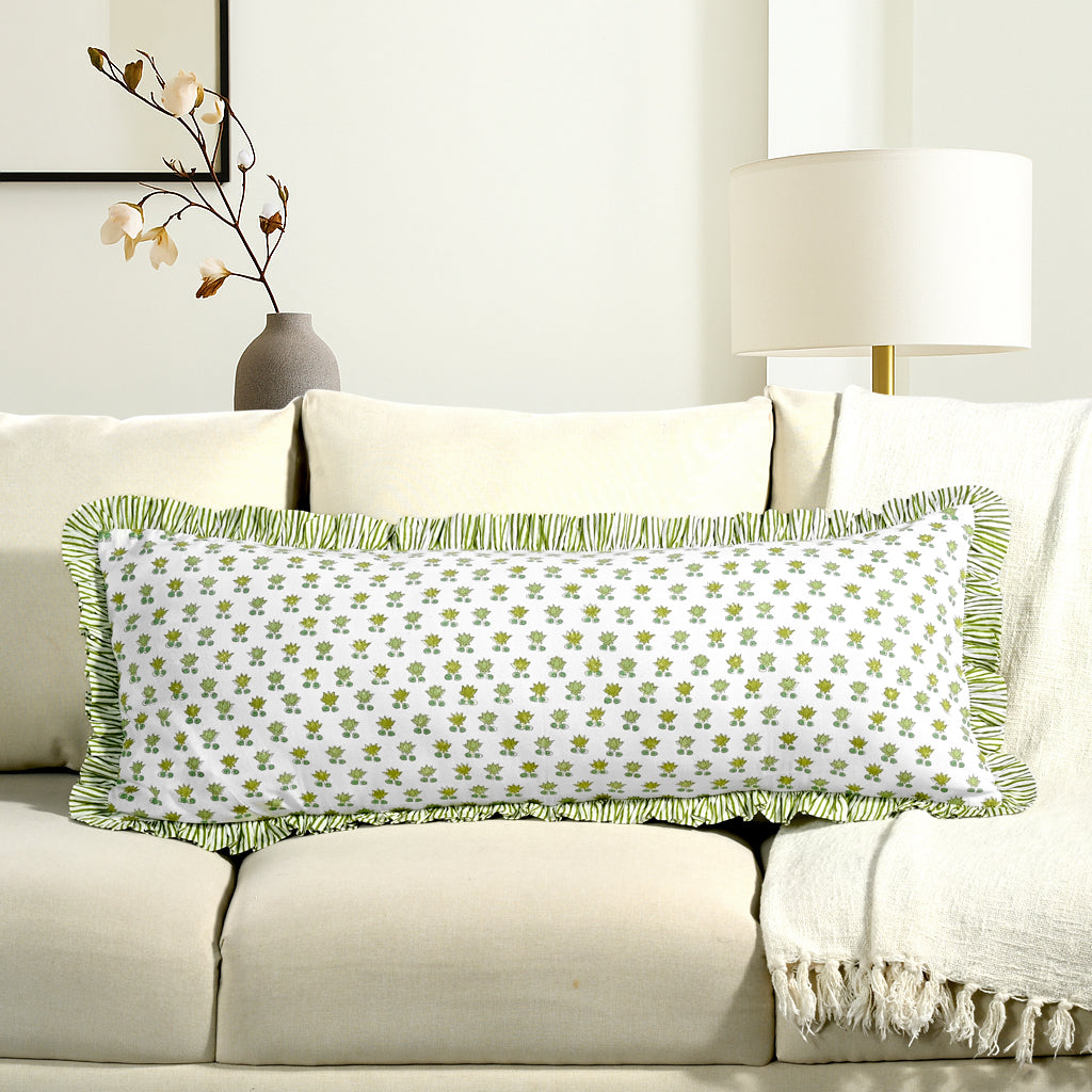 Cotton Ruffle Sham Cover - Rosette Bloom