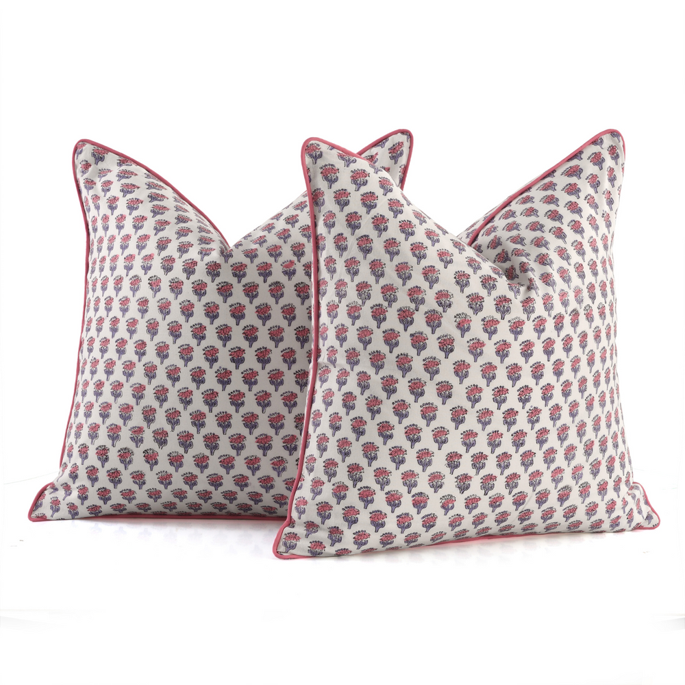 Piping Throw Pillow Covers - Pink Sapphire (Set of 2)