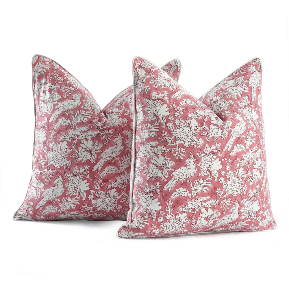 Piping Throw Pillow Covers - Coral Pink (Set of 2)