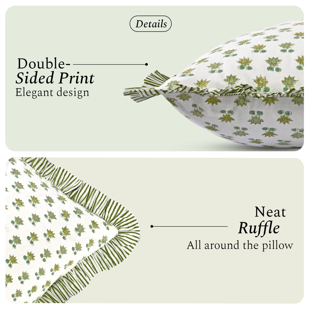 Cotton Ruffle Sham Cover - Lotus Meadow
