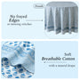 blue floral 100% cotton breathable tablecloth on round table