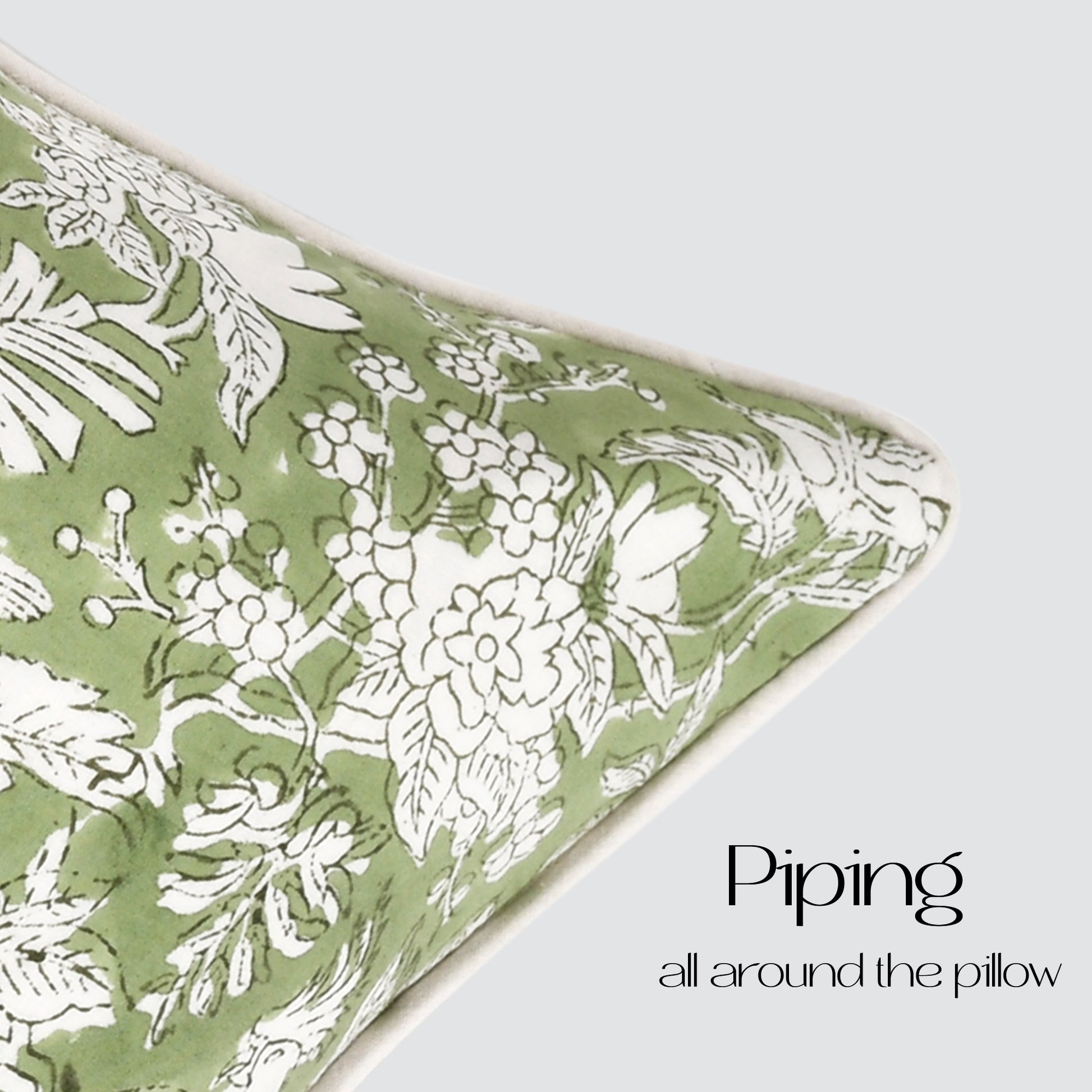 Piping Throw Pillow Covers - Olive Green
