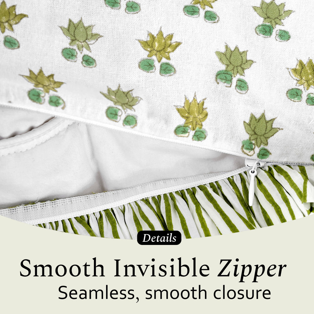 Cotton Ruffle Sham Cover - Lotus Meadow