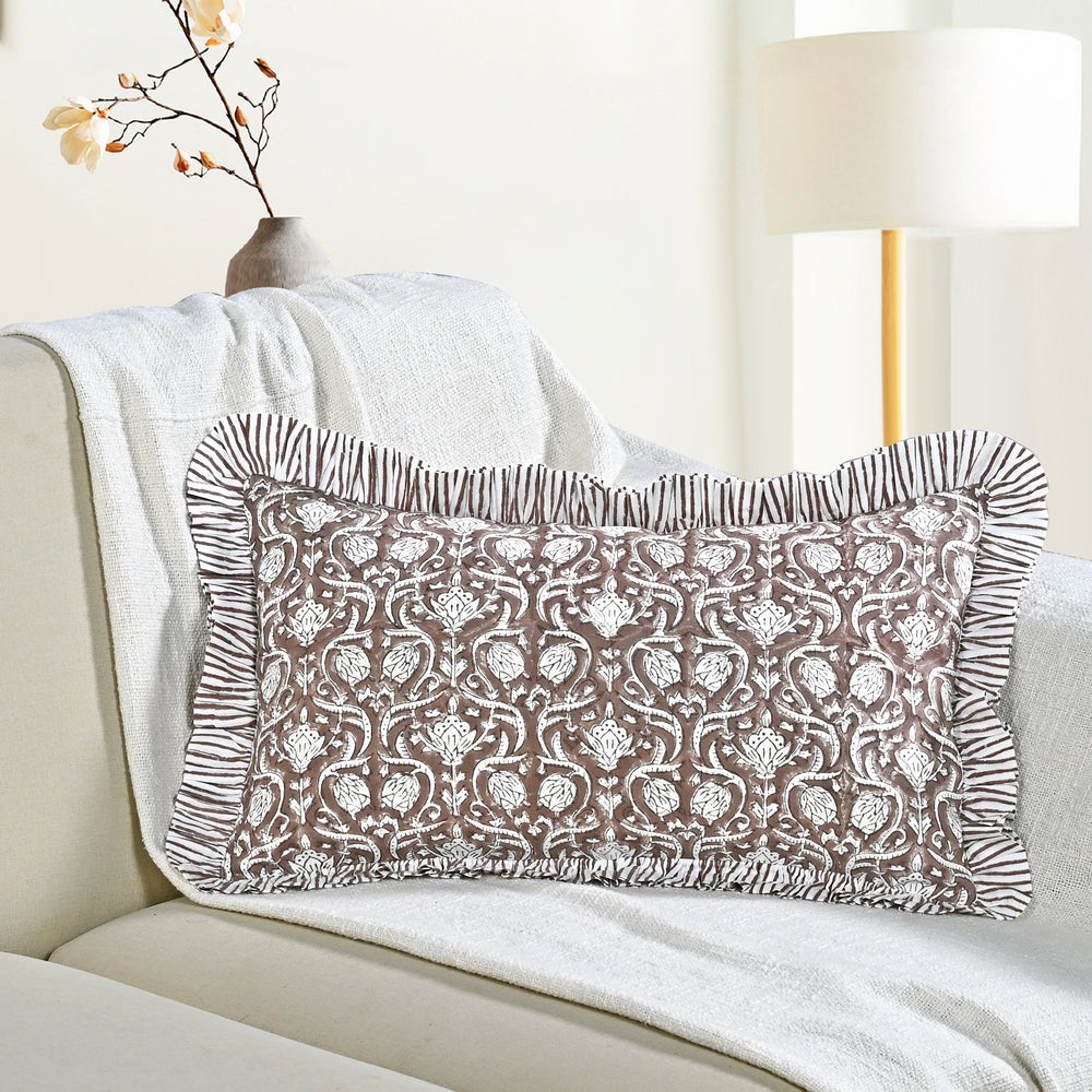 Cotton Ruffle Sham Cover - Mocha Regal