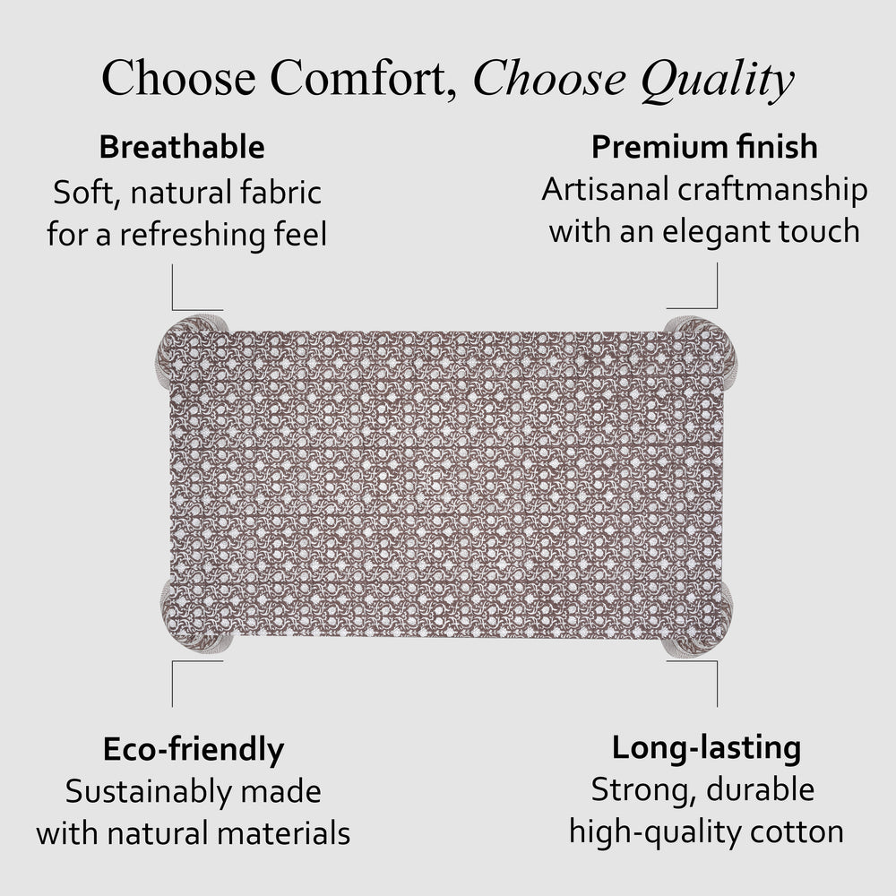Cotton Block Print Tablecloth – Mocha Regal