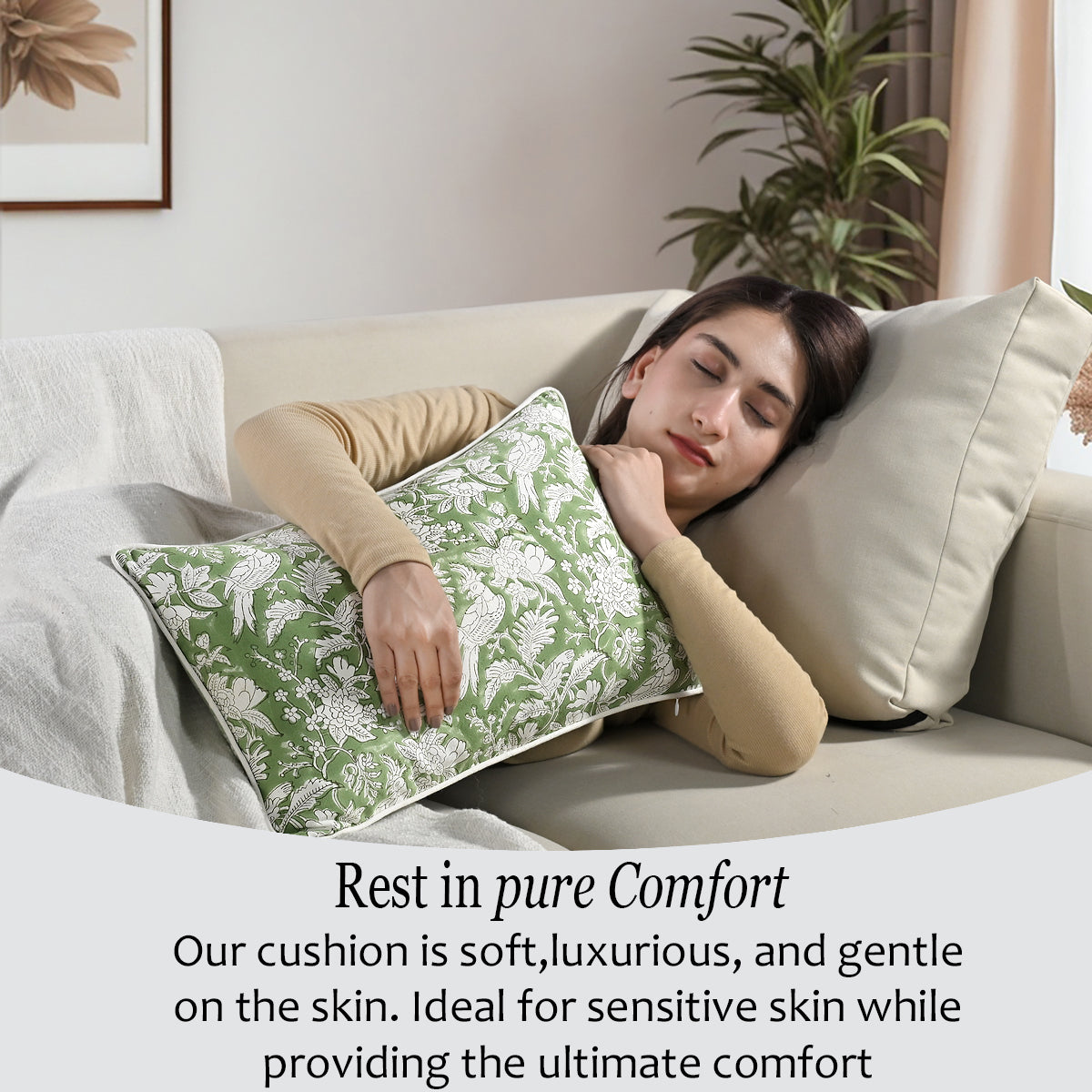 Piping Throw Pillow Covers - Olive Green