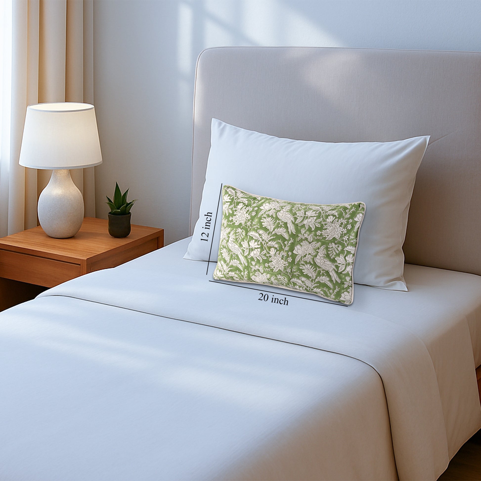 Piping Throw Pillow Covers - Olive Green