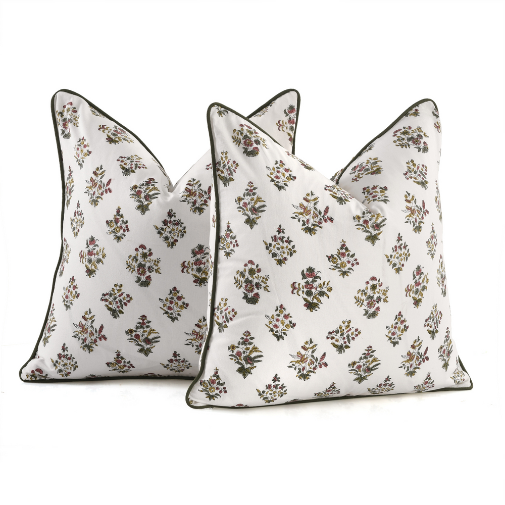Piping Throw Pillow Covers - Forest Green (Set of 2)