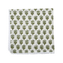 Single flat lay of green and white floral cotton napkin.

