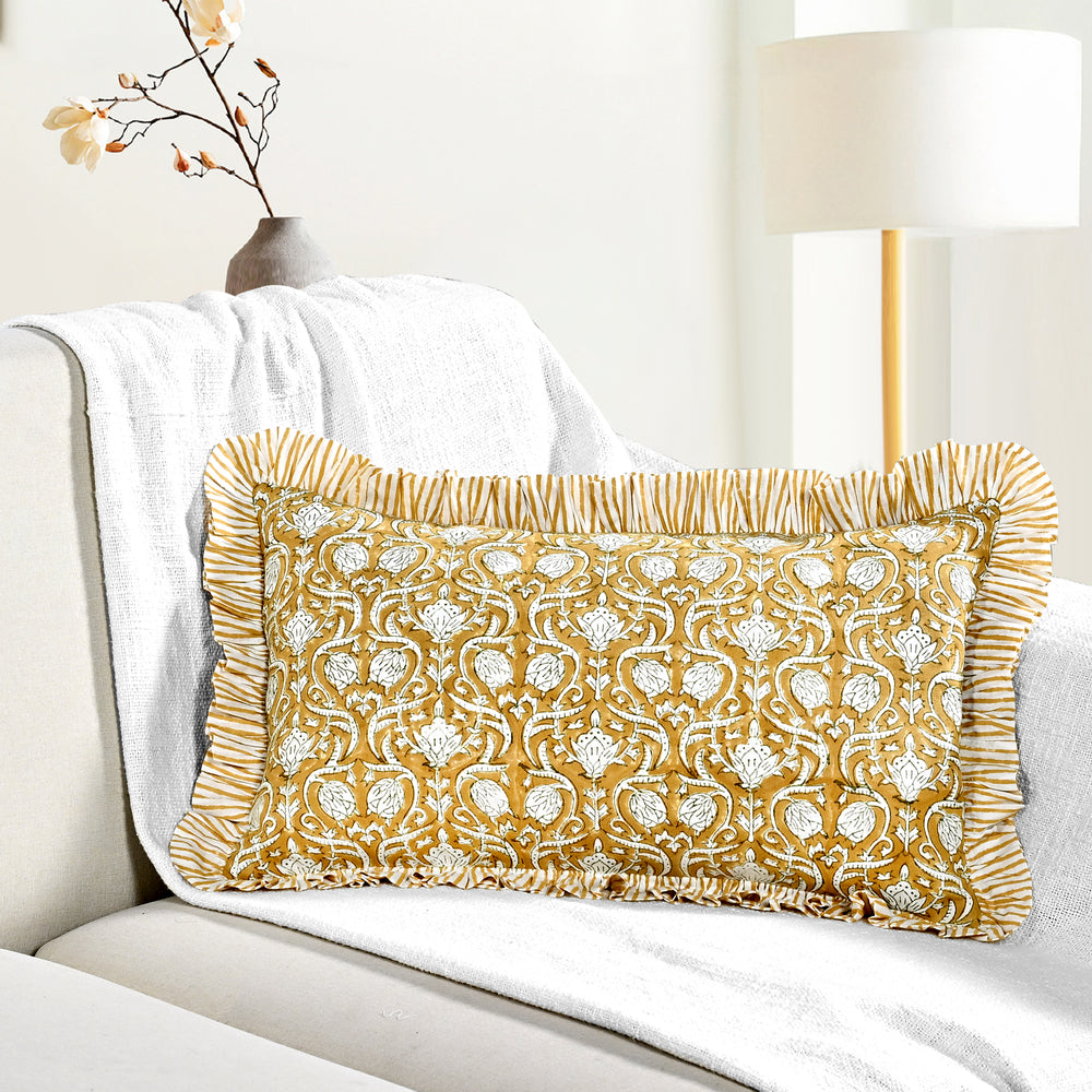 Cotton Ruffle Sham Cover - Mustard Regal