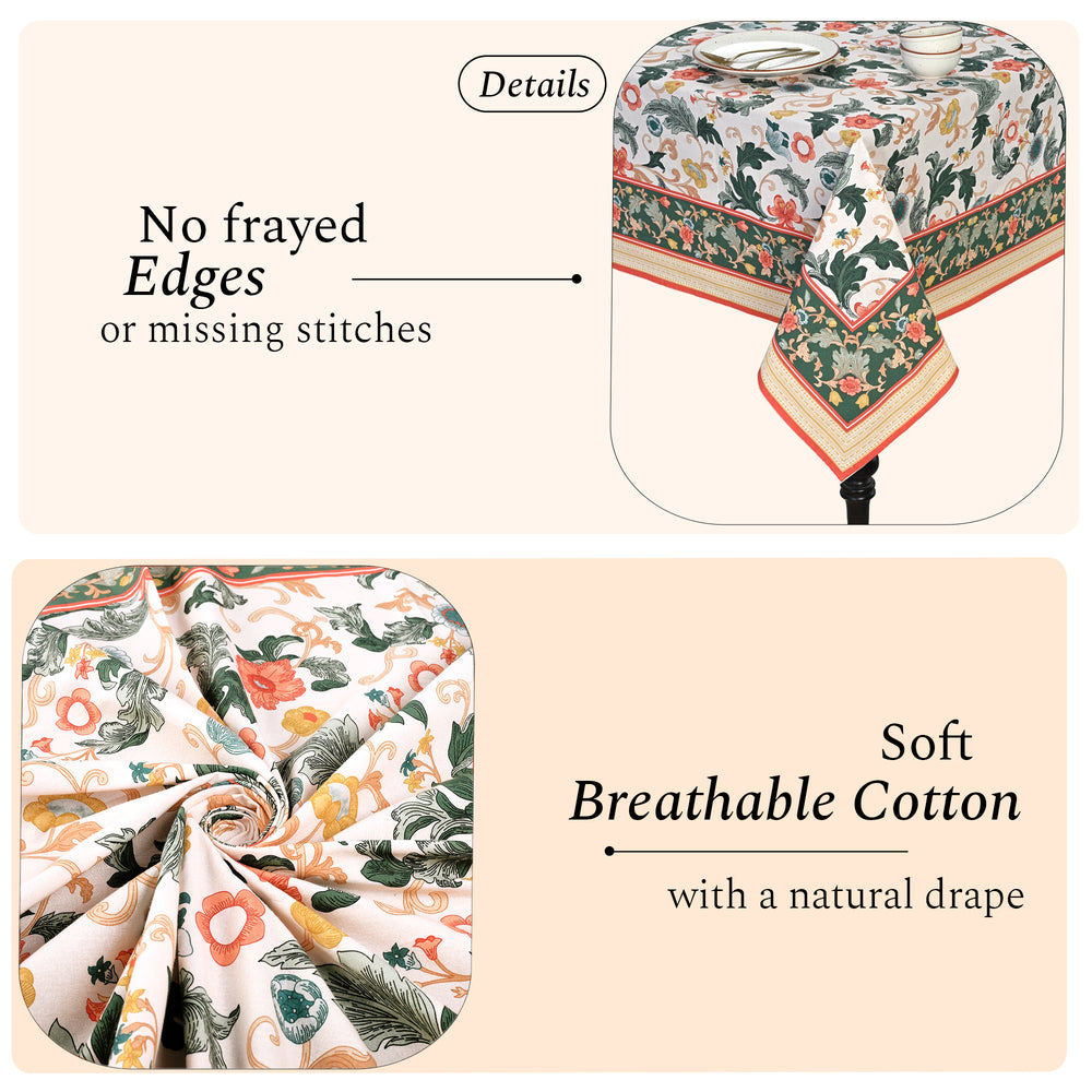 Cotton Printed Tablecloth - Camellia Green