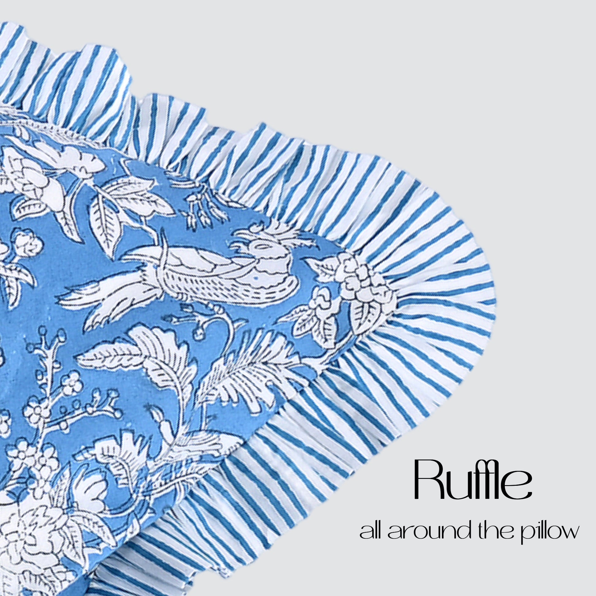 Cotton Ruffle Sham Cover - Blue Sapphire