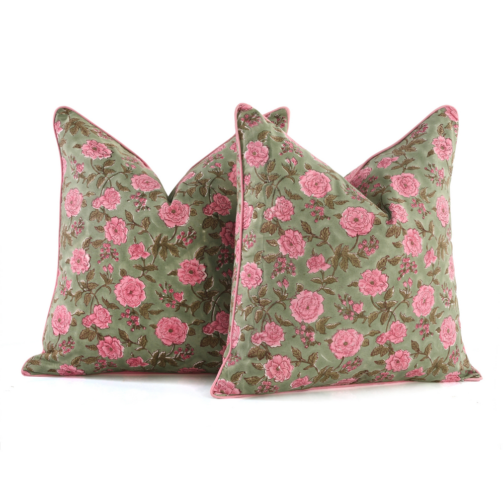 Piping Throw Pillow Covers - Pink Tourmaline (Set of 2)