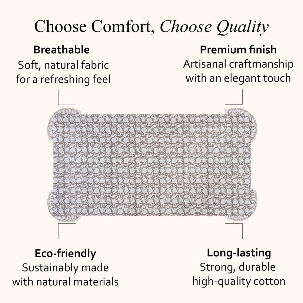 Cotton Block Print Tablecloth – Rustic Brown