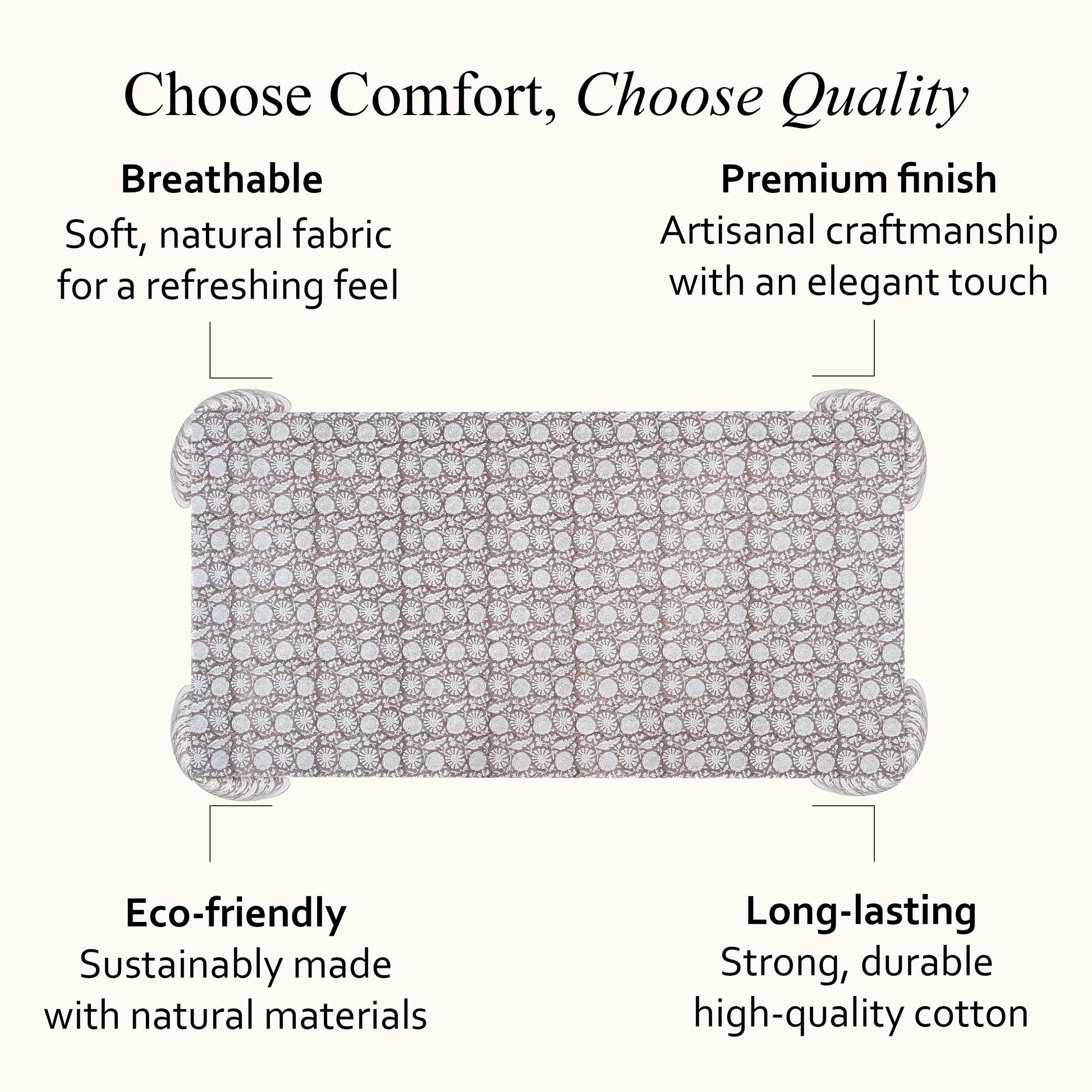 Cotton Block Print Tablecloth – Rustic Brown