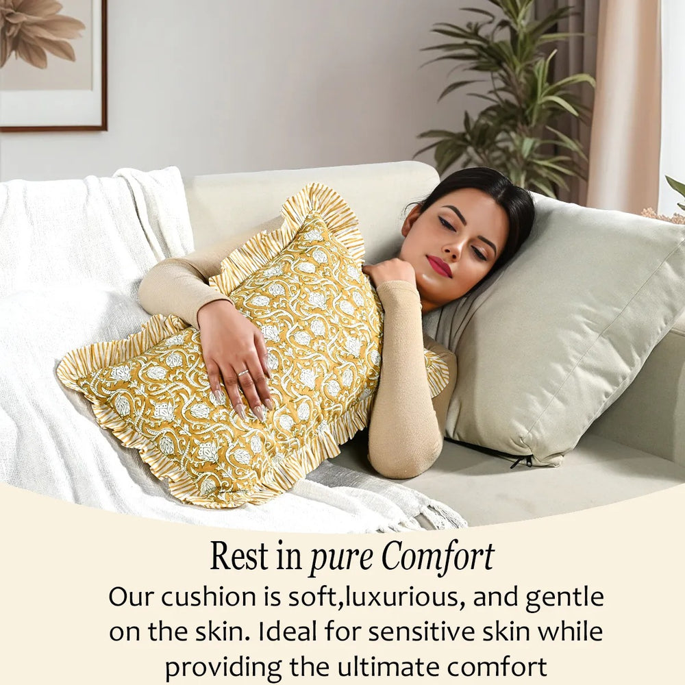 Cotton Ruffle Sham Cover - Mustard Regal