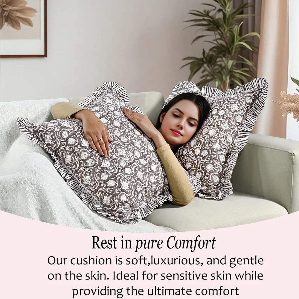 Ruffle Pillow Cover - Mocha Regal
