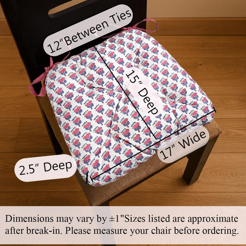 Reversible Cotton Chair Cushions - Pink Sapphire
