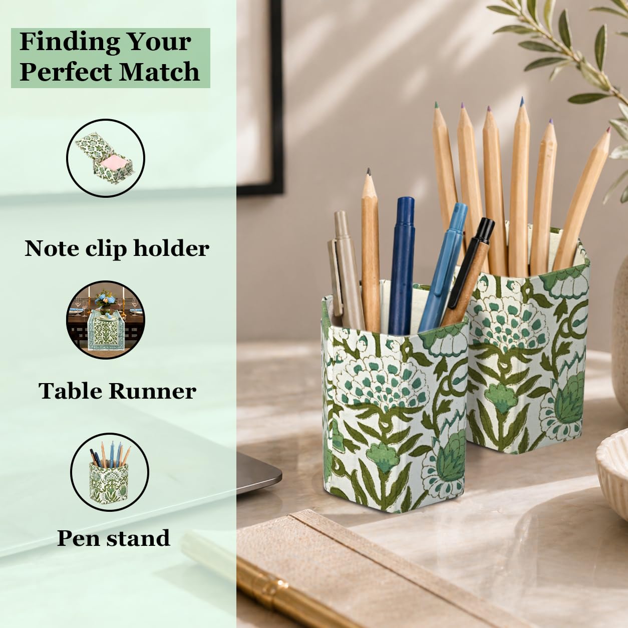 Cotton Pen Holder Set of 2 - Agate Green