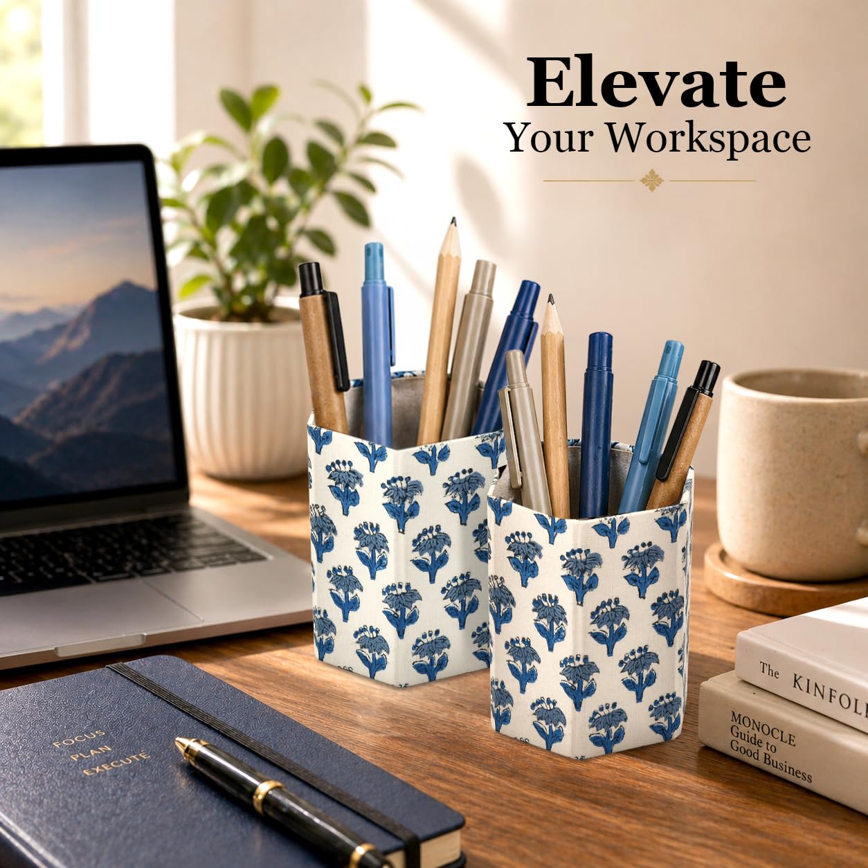 Cotton Pen Holder Set of 2 - Apatite Blue