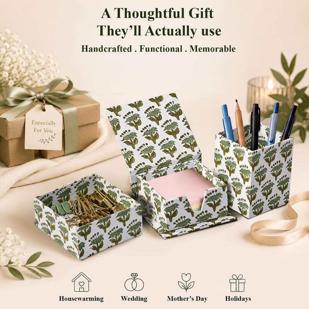Desk Organizer Set of 3 - Emerald Green