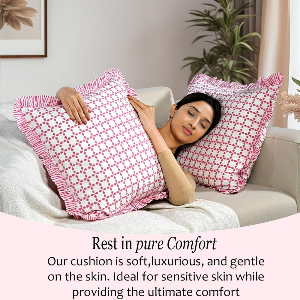 Ruffle Pillow Cover - Magenta Pink