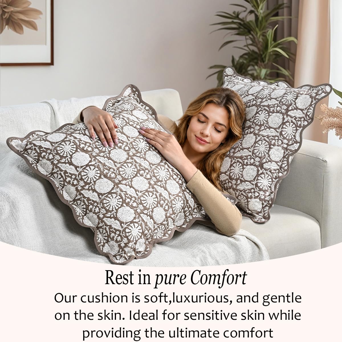 Scalloped Throw Pillow Covers - Rustic Brown