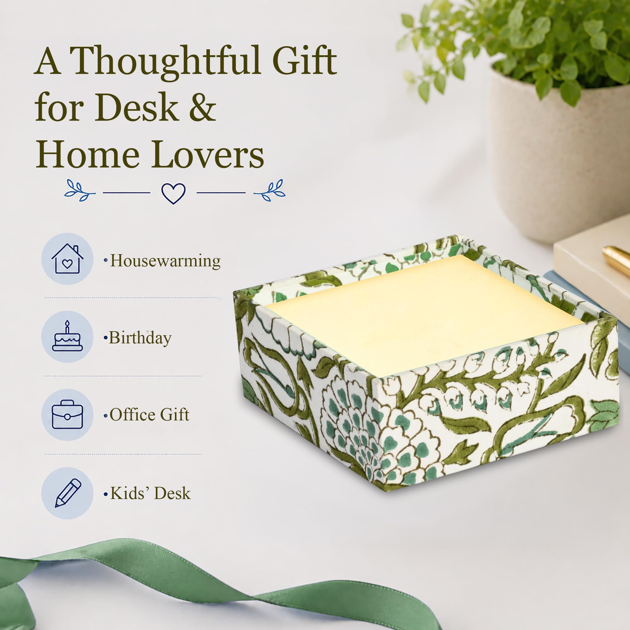 Desk Organizer Memo Note Pad Holder - Agate Green