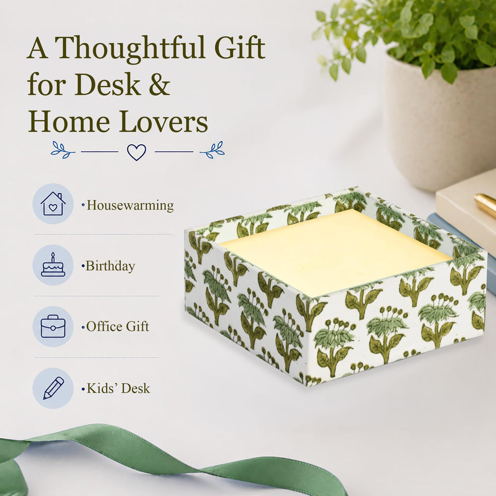 Desk Organizer Memo Note Pad Holder - Emerald Green