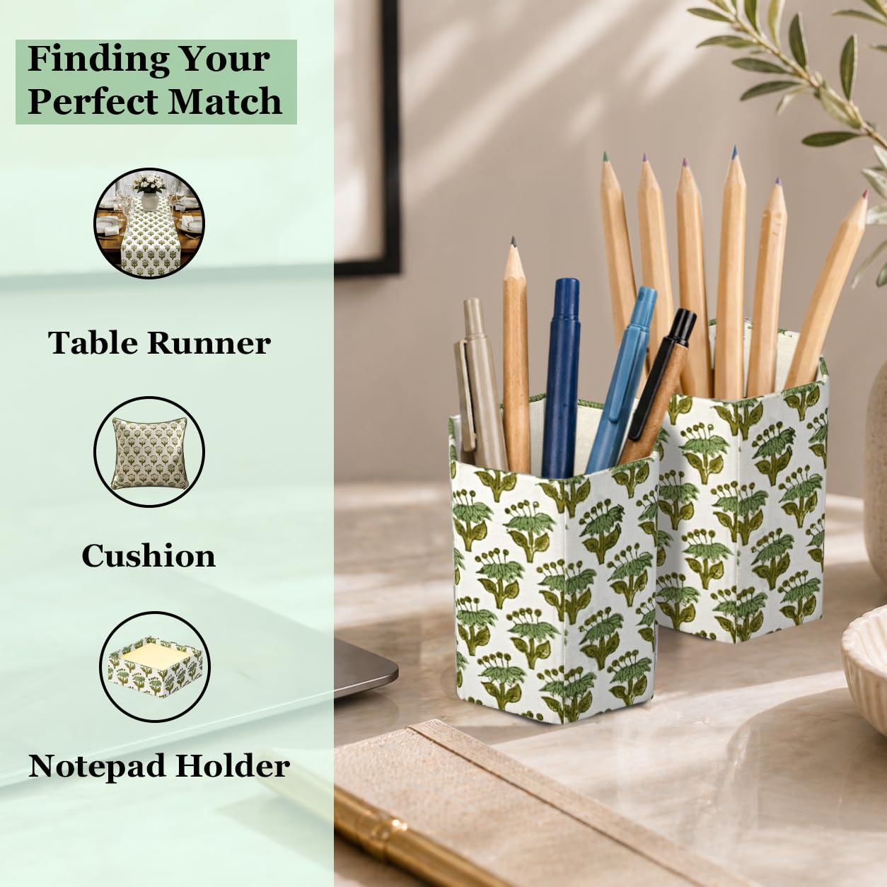 Cotton Pen Holder Set of 2 - Emerald Green