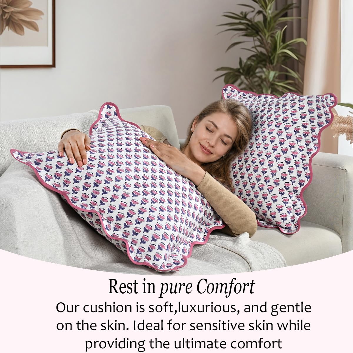 Scalloped Throw Pillow Covers - Pink Sapphire
