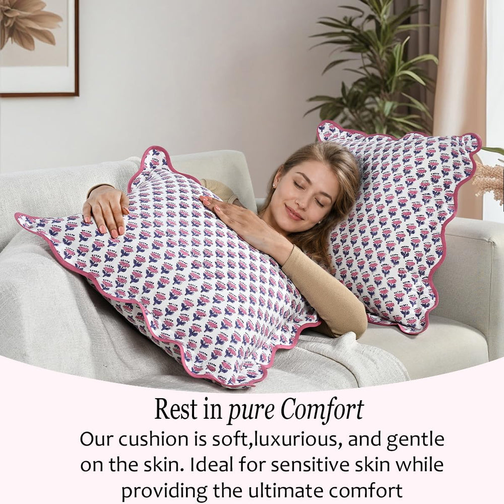 Scalloped Throw Pillow Covers - Pink Sapphire