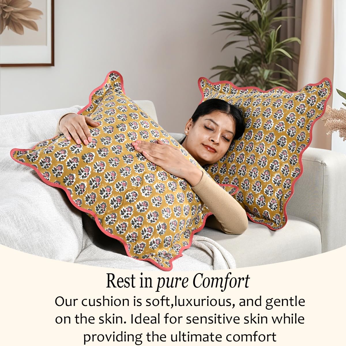Scalloped Throw Pillow Covers - Yellow Citrine