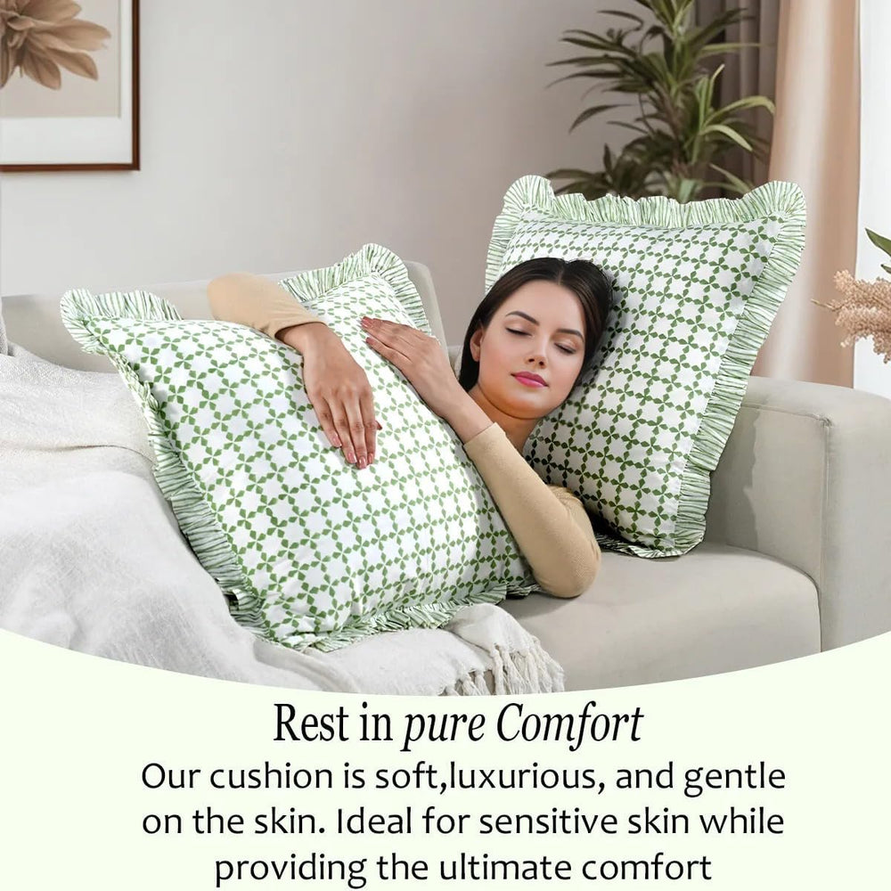 Ruffle Pillow Cover - Kelly Green