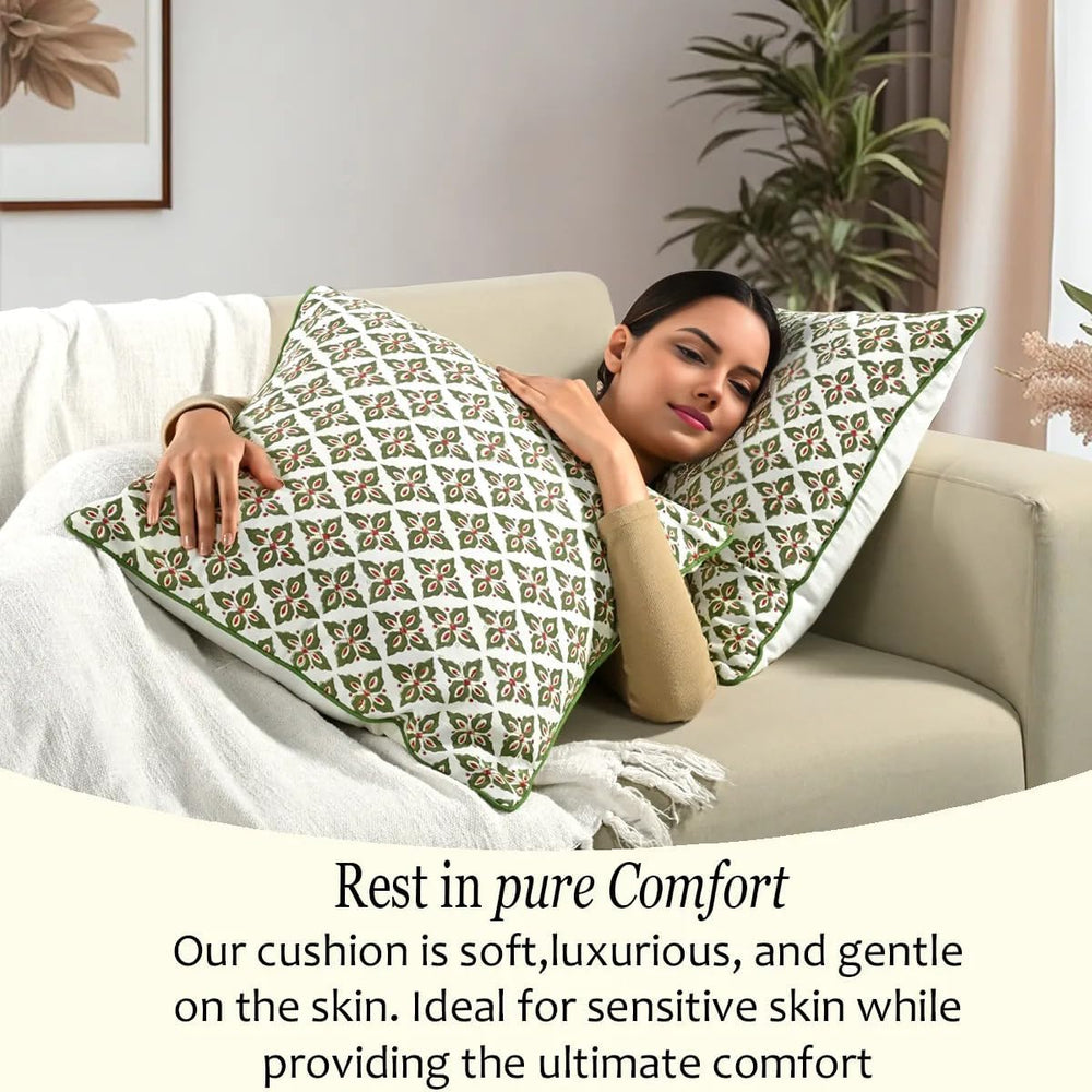 Pipping Pillow Cover - Farmhouse Verde Trellis