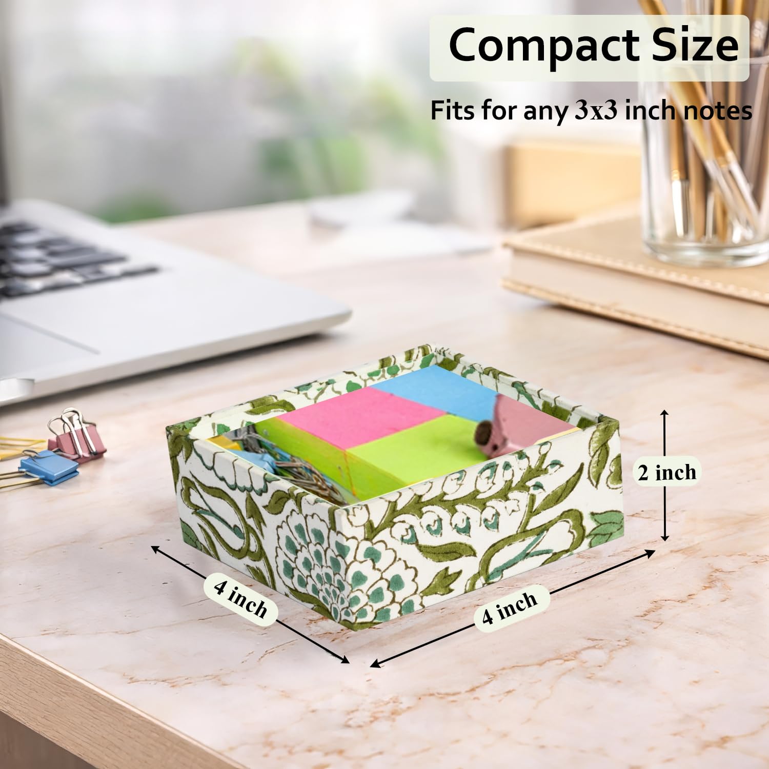 Desk Organizer Memo Note Pad Holder - Agate Green