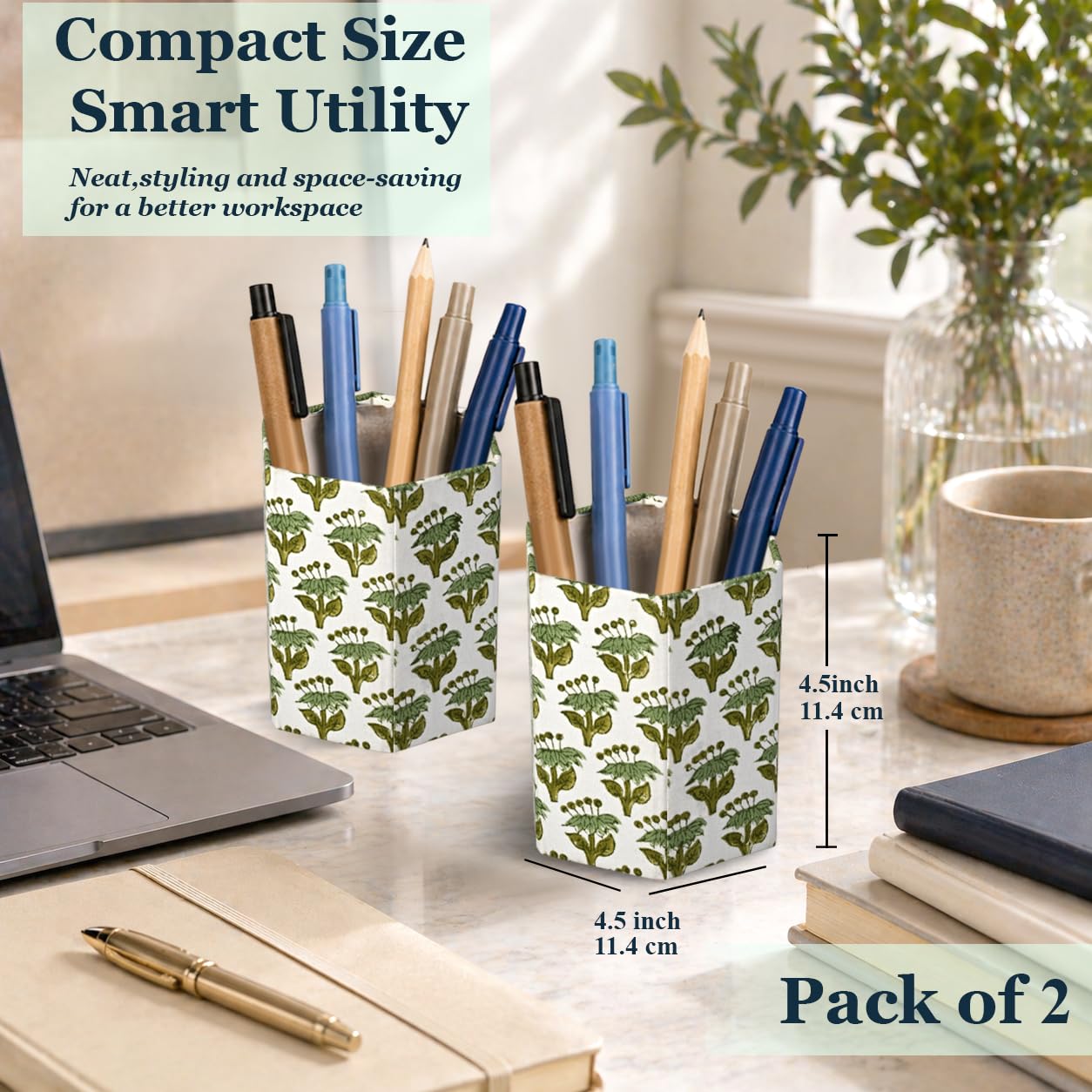 Cotton Pen Holder Set of 2 - Emerald Green