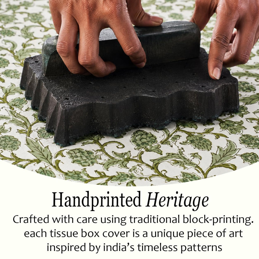 Cotton Tissue Box Cover - Meadow Vine