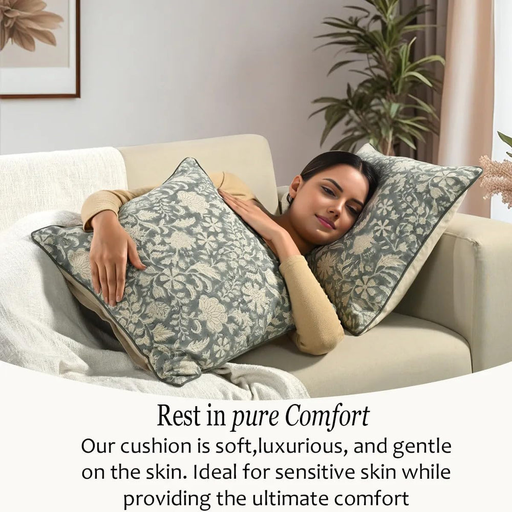 Pipping Pillow Cover - Green Ivy Botanical